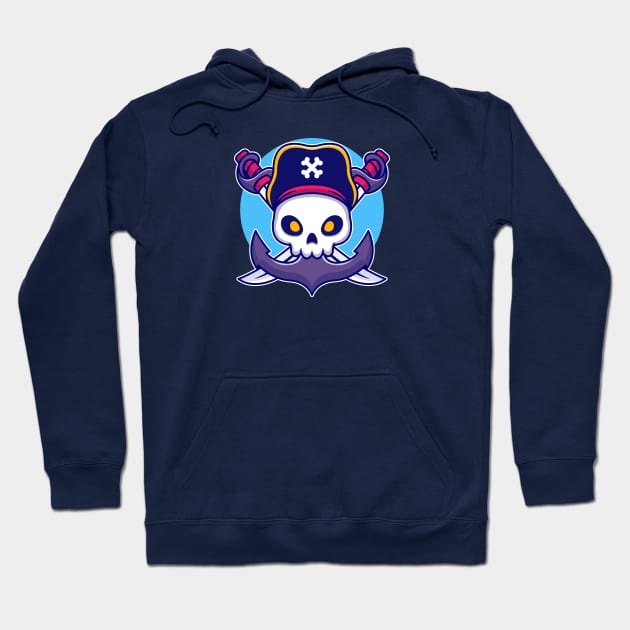 Pirate Skull With Anchor Cartoon Hoodie by Catalyst Labs